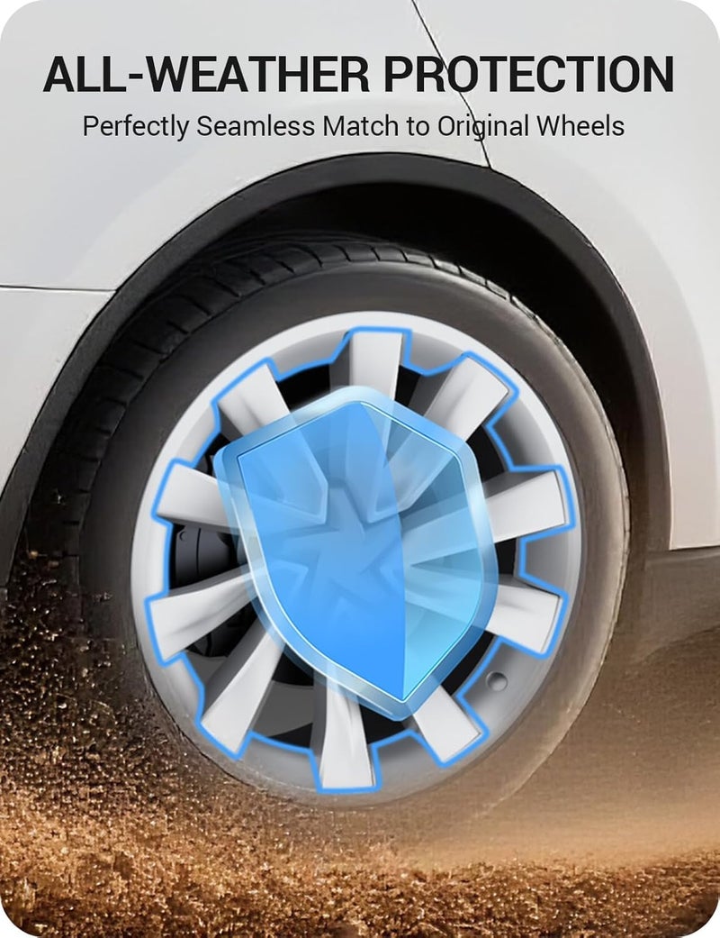 Basenor 2026 2025 Tesla Model Y 20 Inch Wheel Rim Protector, Silver Scratch Guard Hubcap Curb Rash Cover, Tire Trim Protection for Model Y Juniper Accessories - Image 5